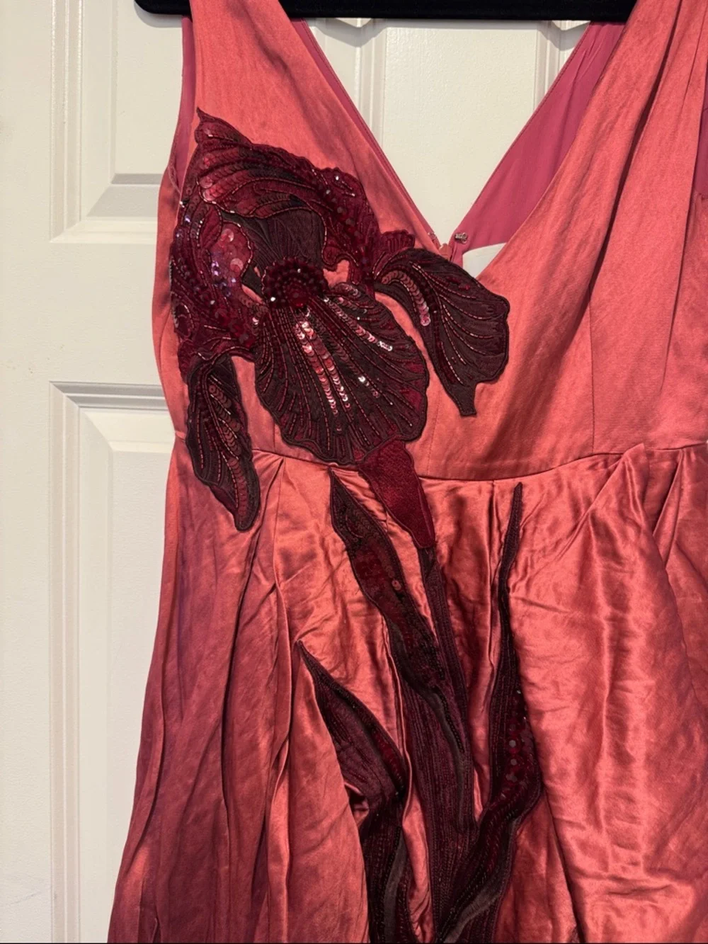 ERDEM Applique Floral Satin Midi Dress - Picture 10 of 16
